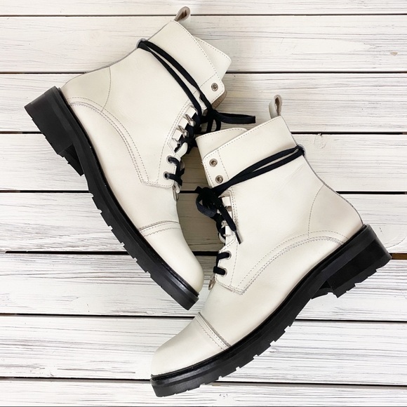 NEW All Saints Lira Hiker White Leather Boots 11 - Picture 4 of 16